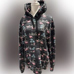 Flamingo hoodie on black background